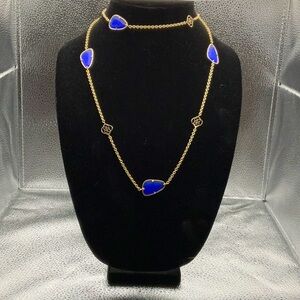 Euc Kinley station necklace cobalt catseye in gold